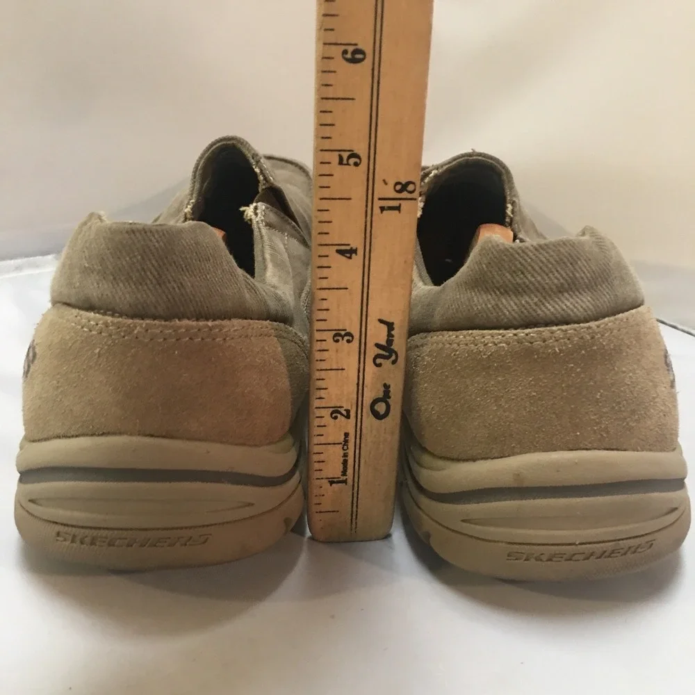 Skechers Relaxed Fit Loafers Mens 11.5 Khaki 64109 Memory Foam Slip On